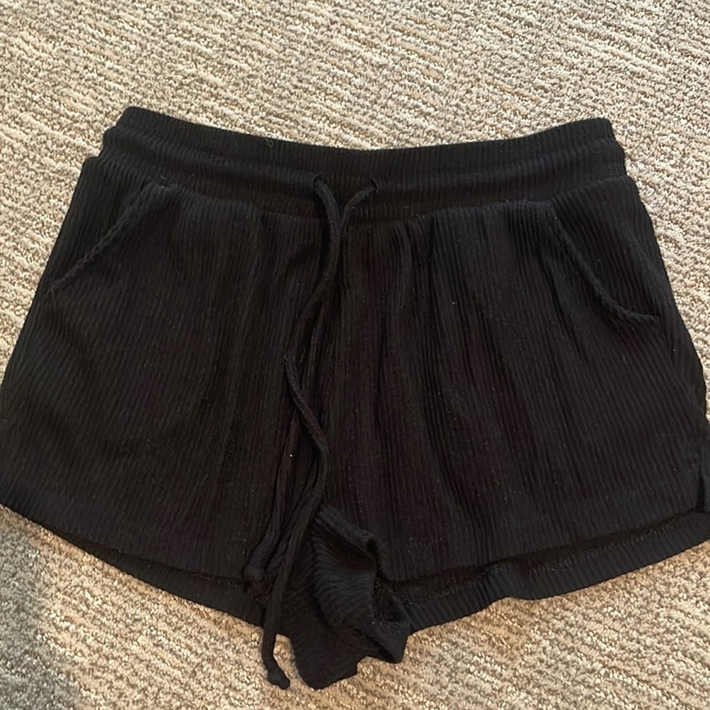 Black Target Ribbed Sweatshorts